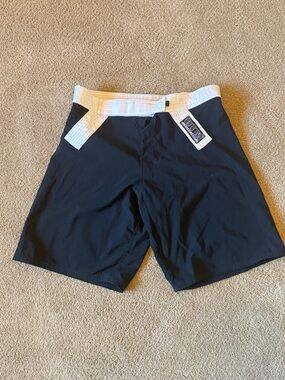 Black Men's Fight Shop shorts with White Waistband